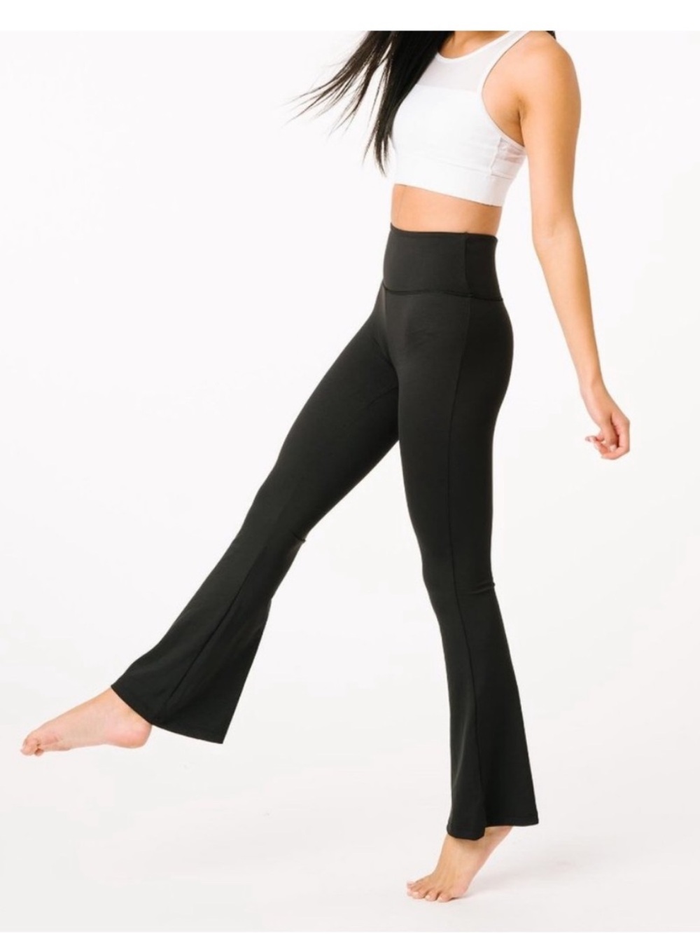 NWT Zyia Black Hi-Rise Light n Tight Flare Leggings